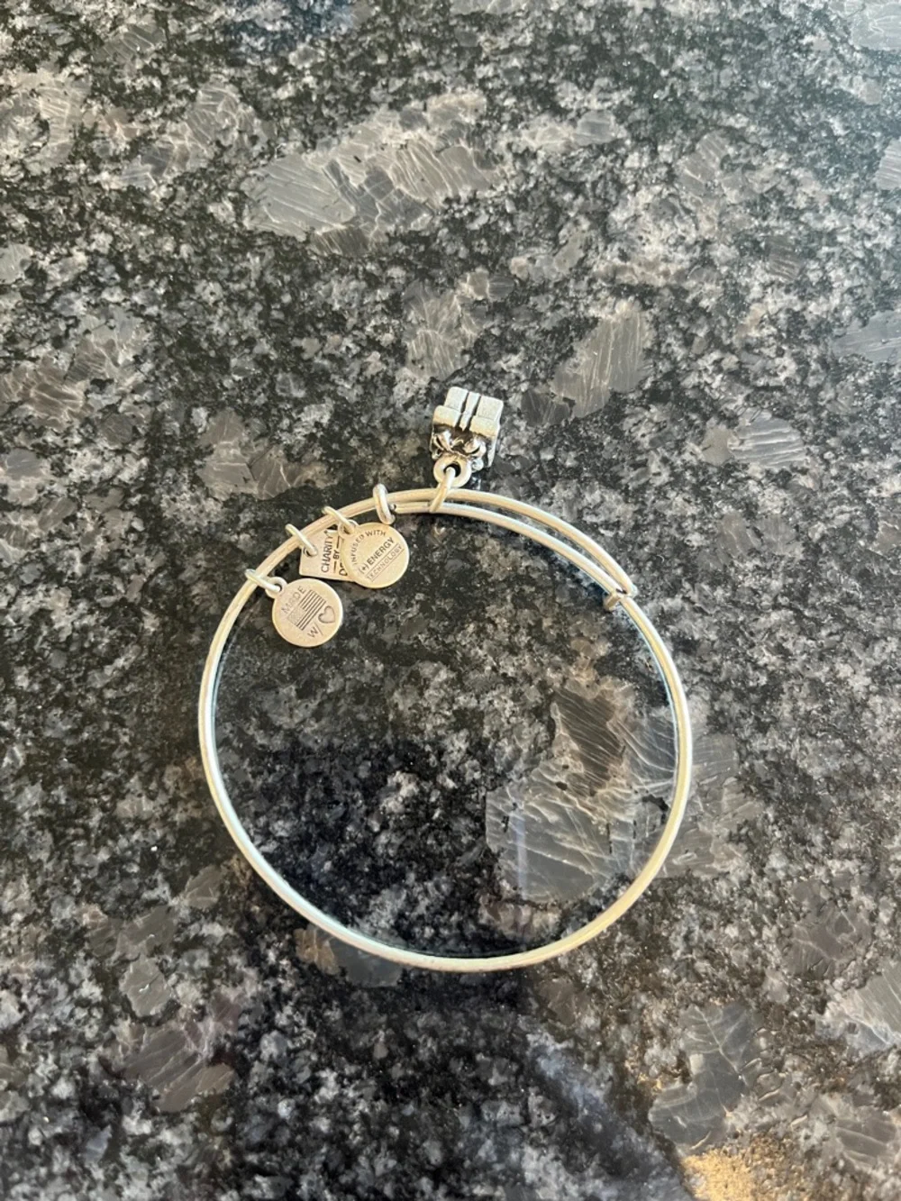Alex and Ani Silver Charm Bangle Bracelet with Gift Charm - Picture 2 of 3